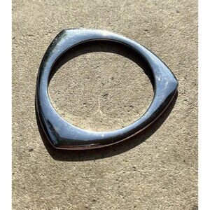 Vintage Rounded Bangle Square Geometric Shape Silver Tone Bracelet Sz 7.5”